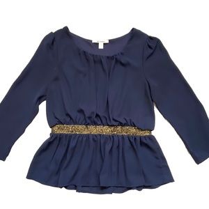 Blouse w/ Sequin Detail Navy Blue